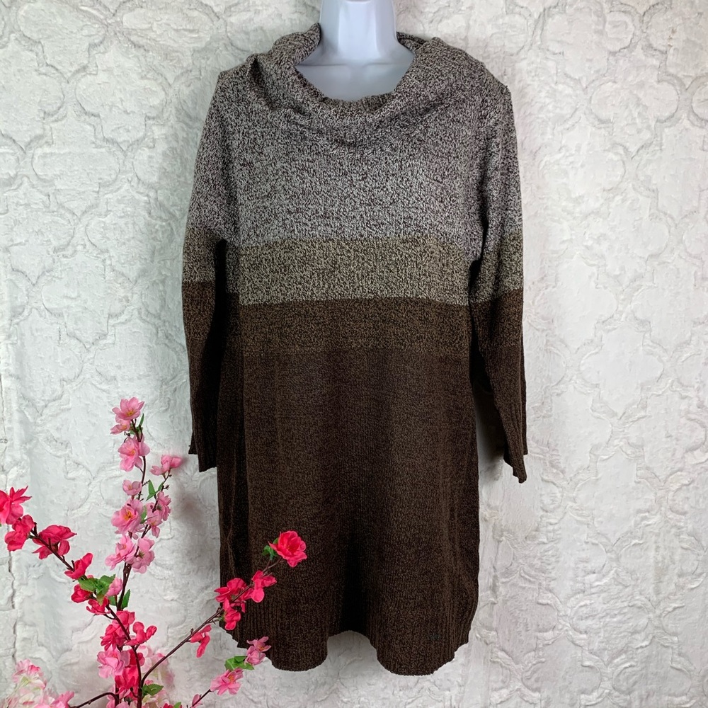 Striped Brown Turtle Neck Sweater